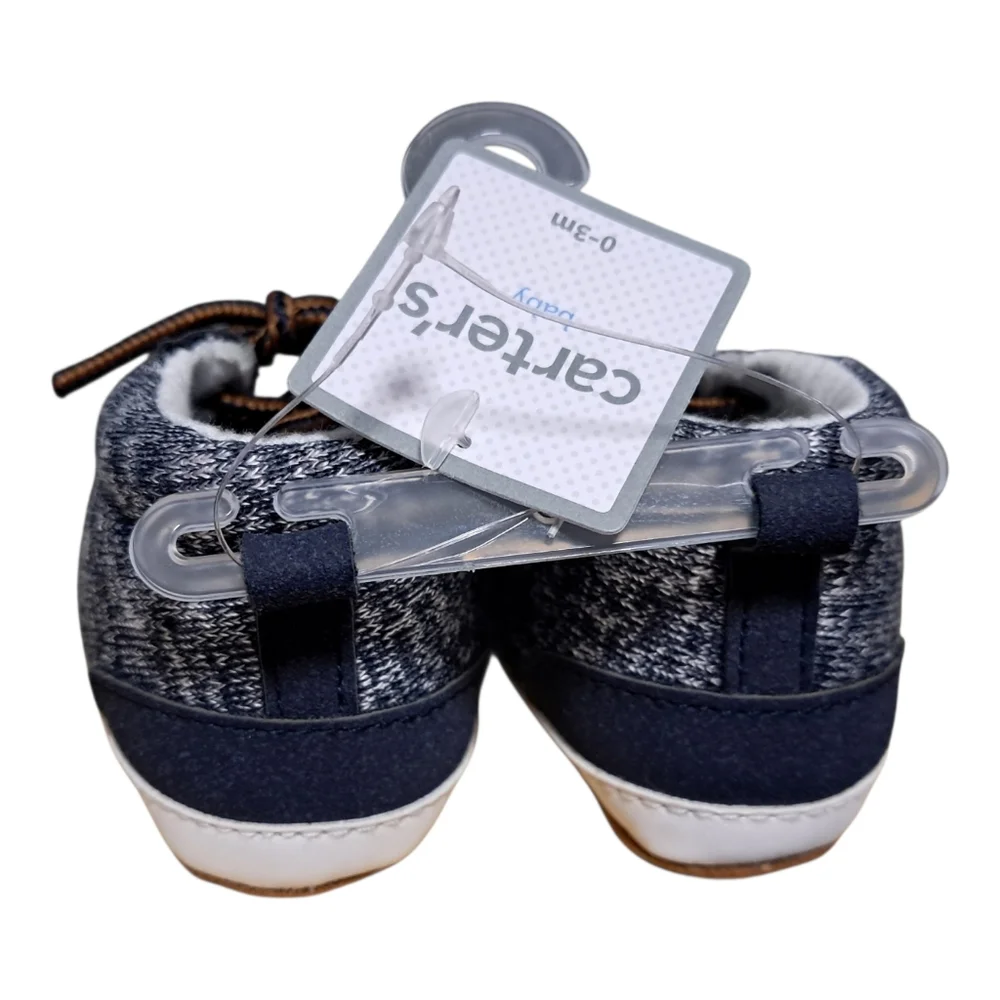 Carter's Baby Knit Casual Crib Shoes, 0-3 Months Navy Blue & White New With Tags